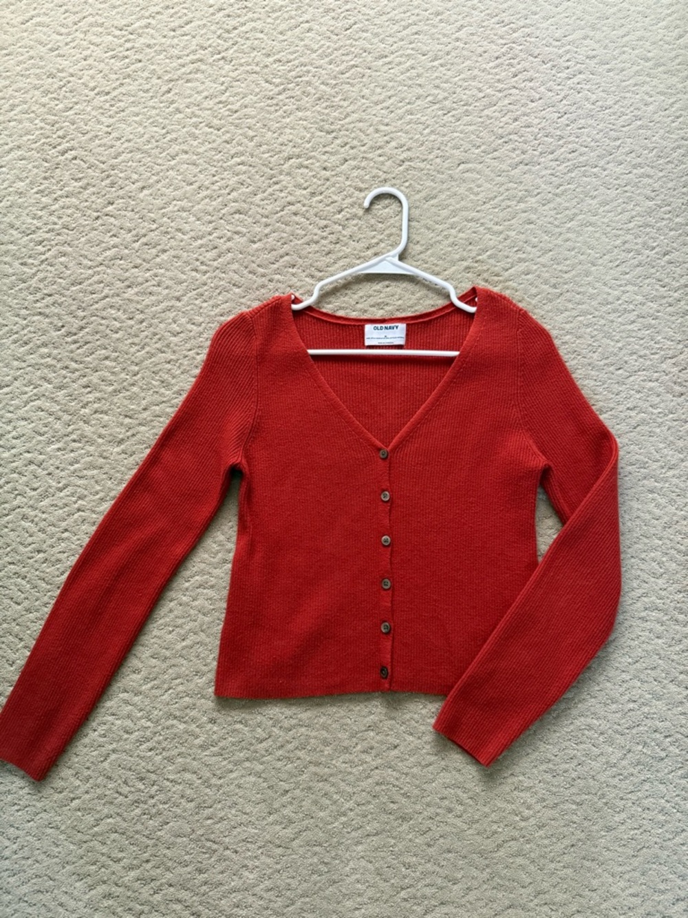 Old Navy Women's Blood Orange V-Neck Button Cardigan